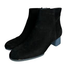 Camper Boots Heel Ankle Booties Leather Suede Block Zip Neutral Black Blue 37 7